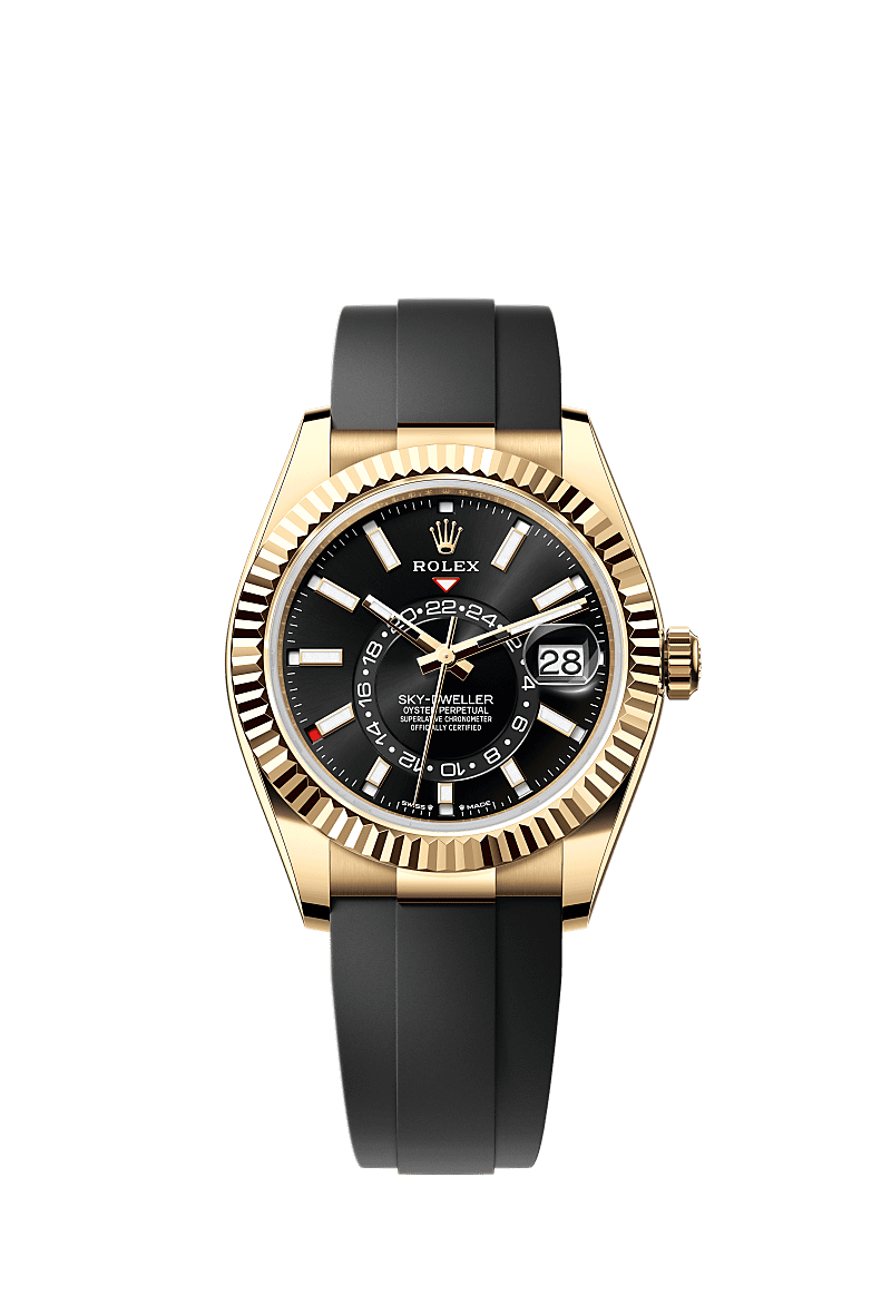 Sky-Dweller, Oyster, 42 mm, yellow gold, Dial : Bright black, Rolex