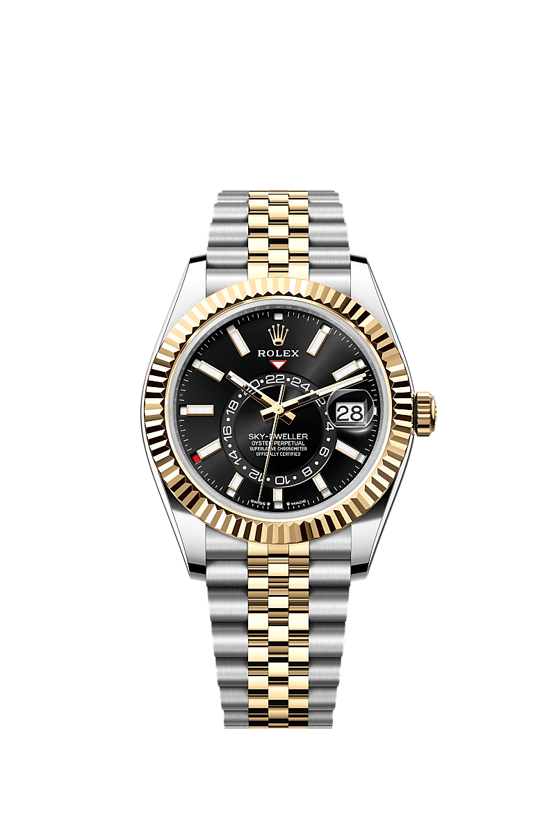 纵航者型, 蚝式，42毫米，黄金及蚝式钢, 表盘 : 亮黑色, Rolex
