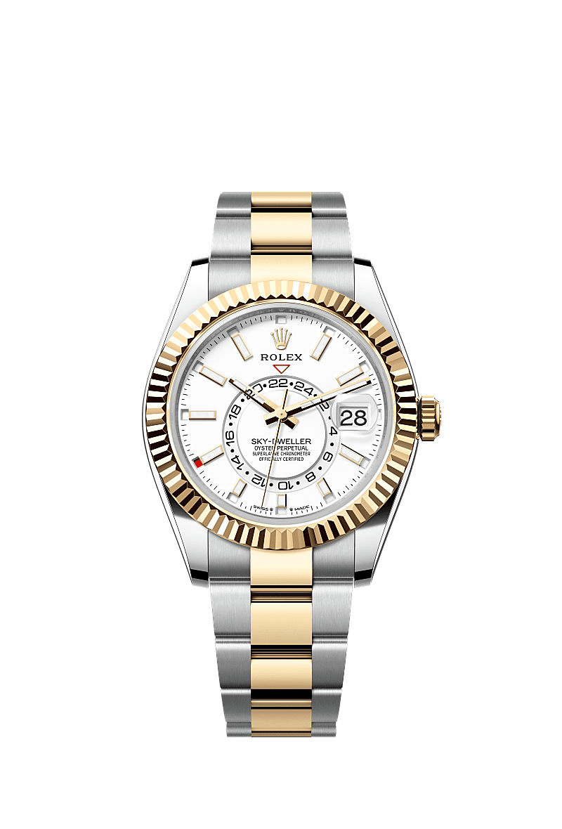Sky-Dweller, Oyster, 42 mm, Oystersteel and yellow gold, Dial : Intense white, Rolex