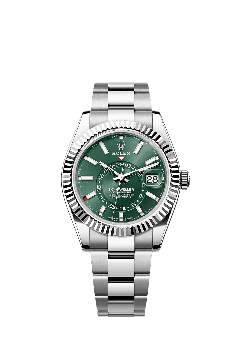 Sky-Dweller, Oyster, 42 mm, Oystersteel and white gold, Dial : Mint green, Rolex