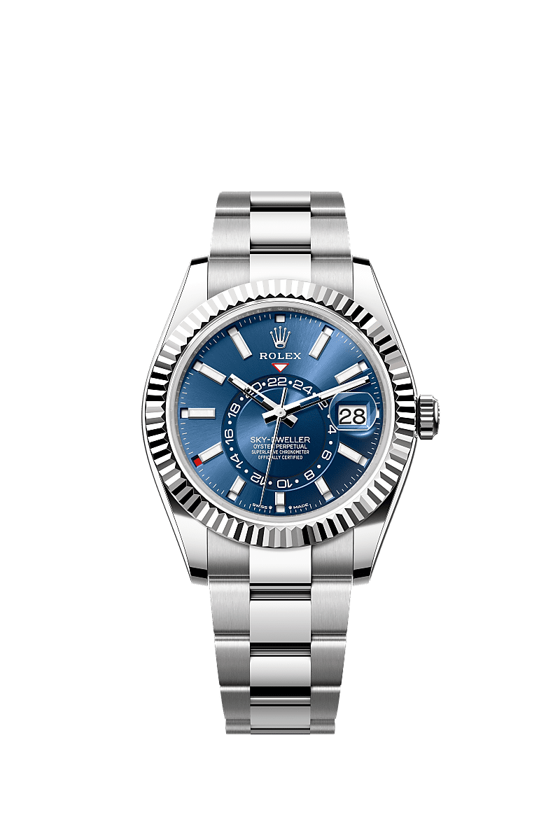 Sky-Dweller, Oyster, 42 mm, Oystersteel and white gold, Dial : Bright blue, Rolex