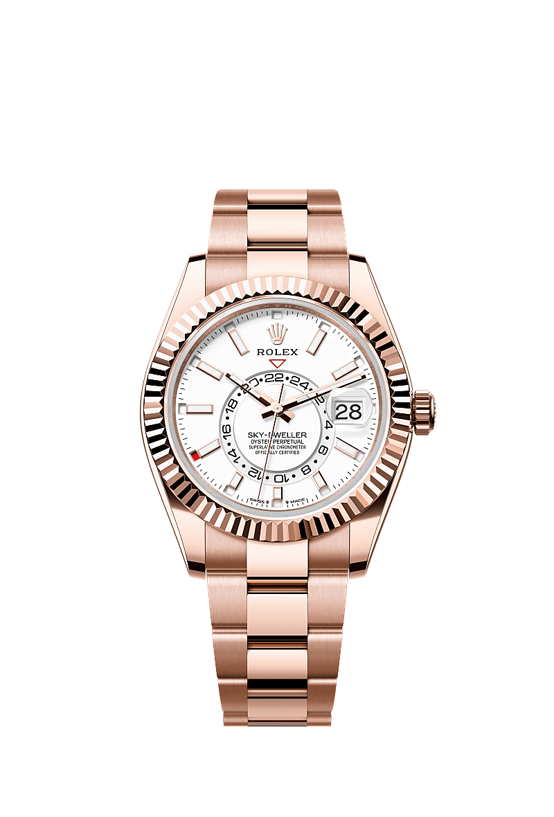 Sky-Dweller, Oyster, 42 mm, Everose gold, Dial : Intense white, Rolex