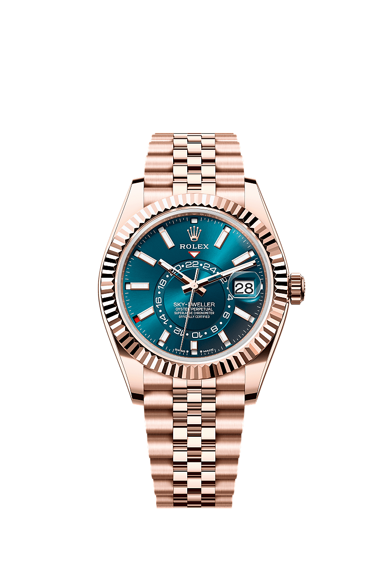 纵航者型, 蚝式,42毫米,永恒玫瑰金, 表盘 : 蓝绿色, Rolex