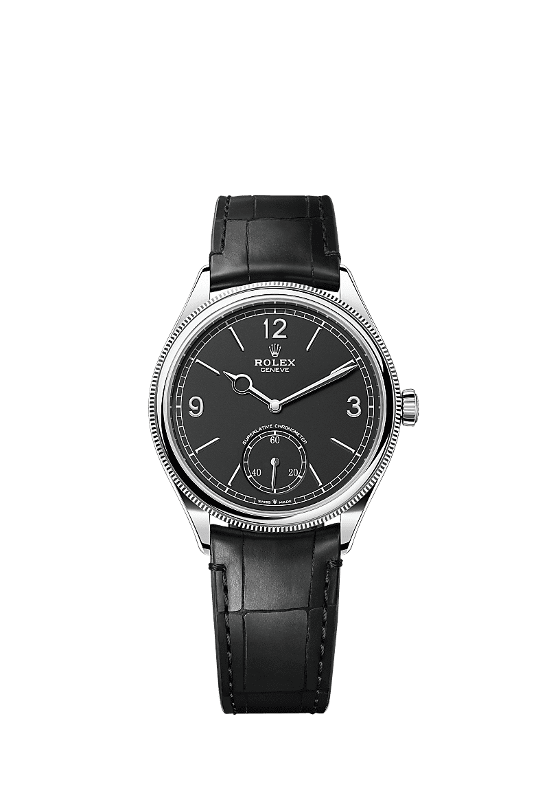 1908, 39 mm, 18 ct white gold, polished finish, Dial : Intense black, Rolex