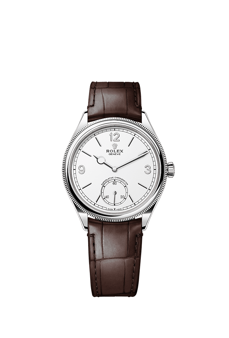 1908, 39 mm, 18 ct white gold, polished finish, Dial : Intense white, Rolex